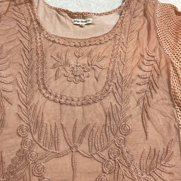 Indigo Thread Co. Elegant Pink Lace Tunic Dress - Picture 6 of 10